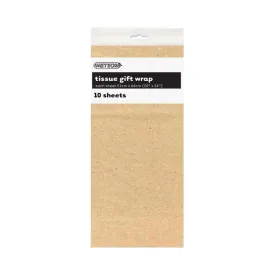 10pk Kraft Tissue Gift Wrap Sheets 51x66cm