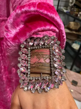 Aztec A Rare Bird Crystal Leather Cuff - Pink