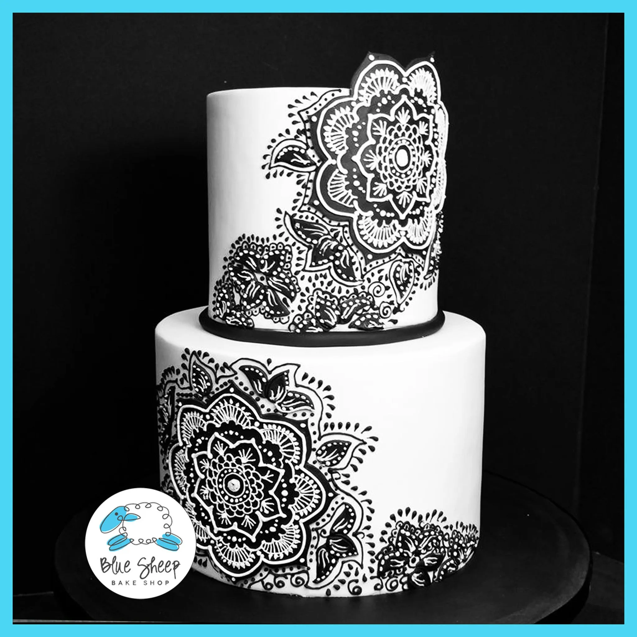 Black and White Henna Wedding Cake