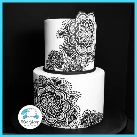 Black and White Henna Wedding Cake