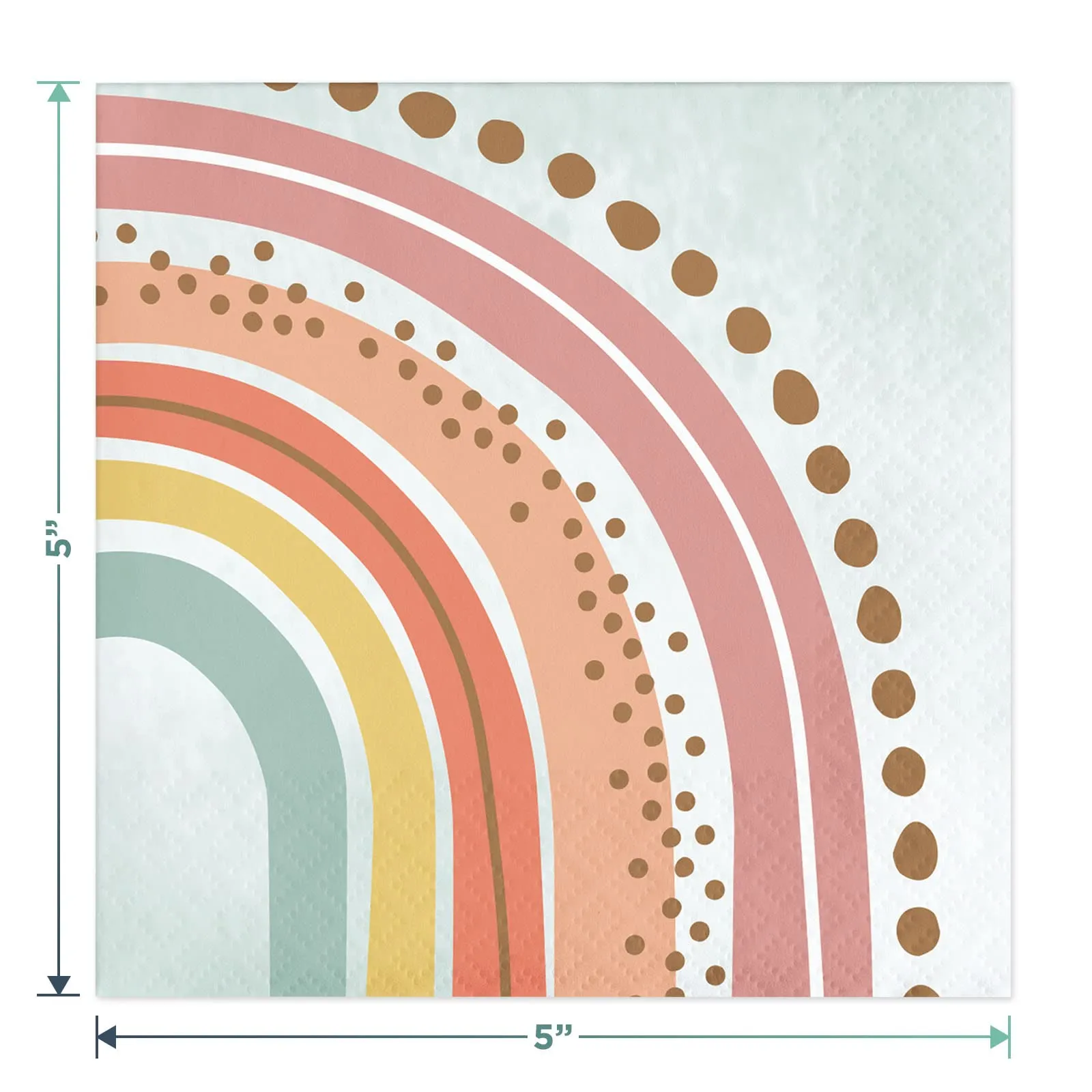 Boho Rainbow Party Paper Dessert Plates, Rainbow Beverage Napkins, and Forks (Serves 16)