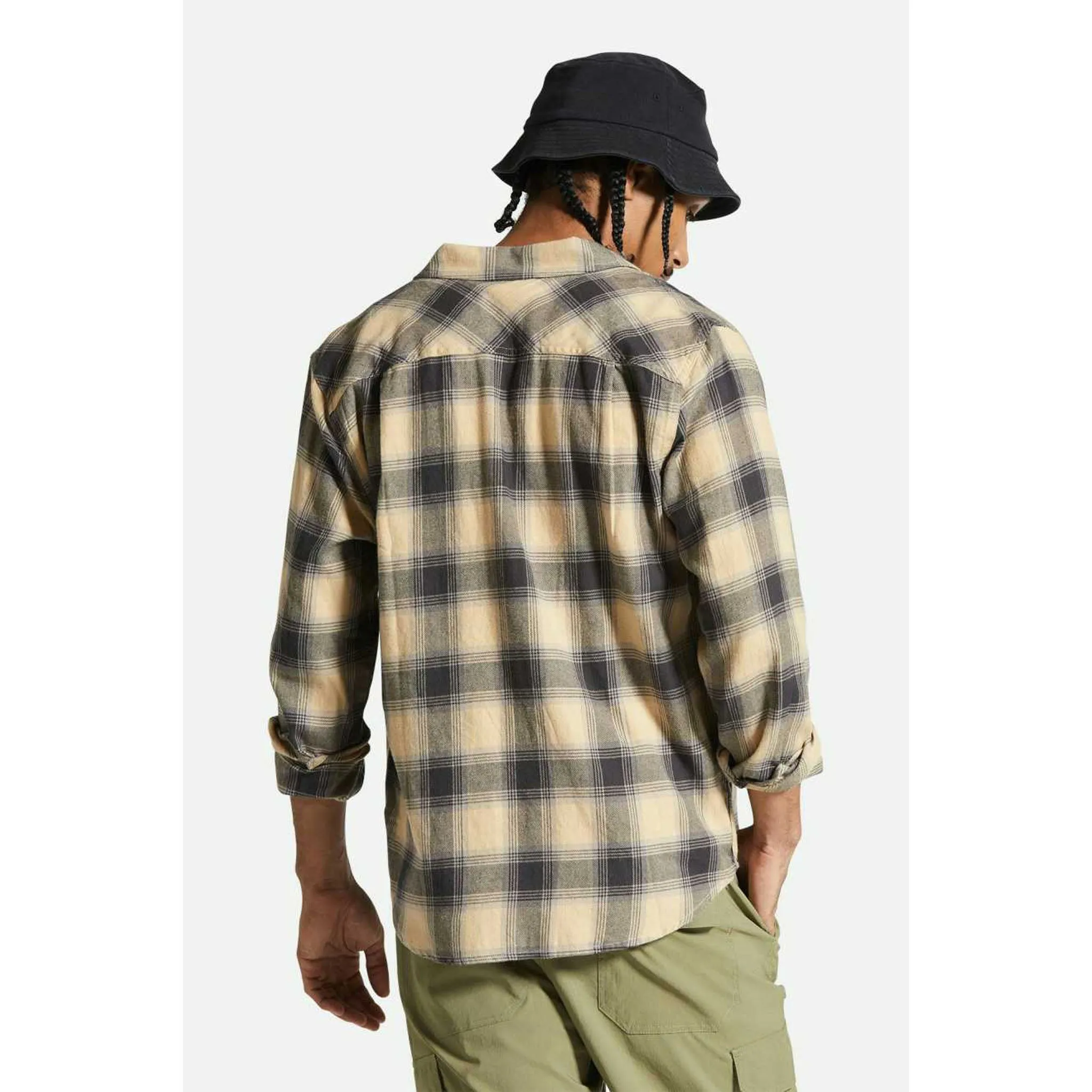 Brixton Bowery Men's Light Weight Flannel in Cinder Grey