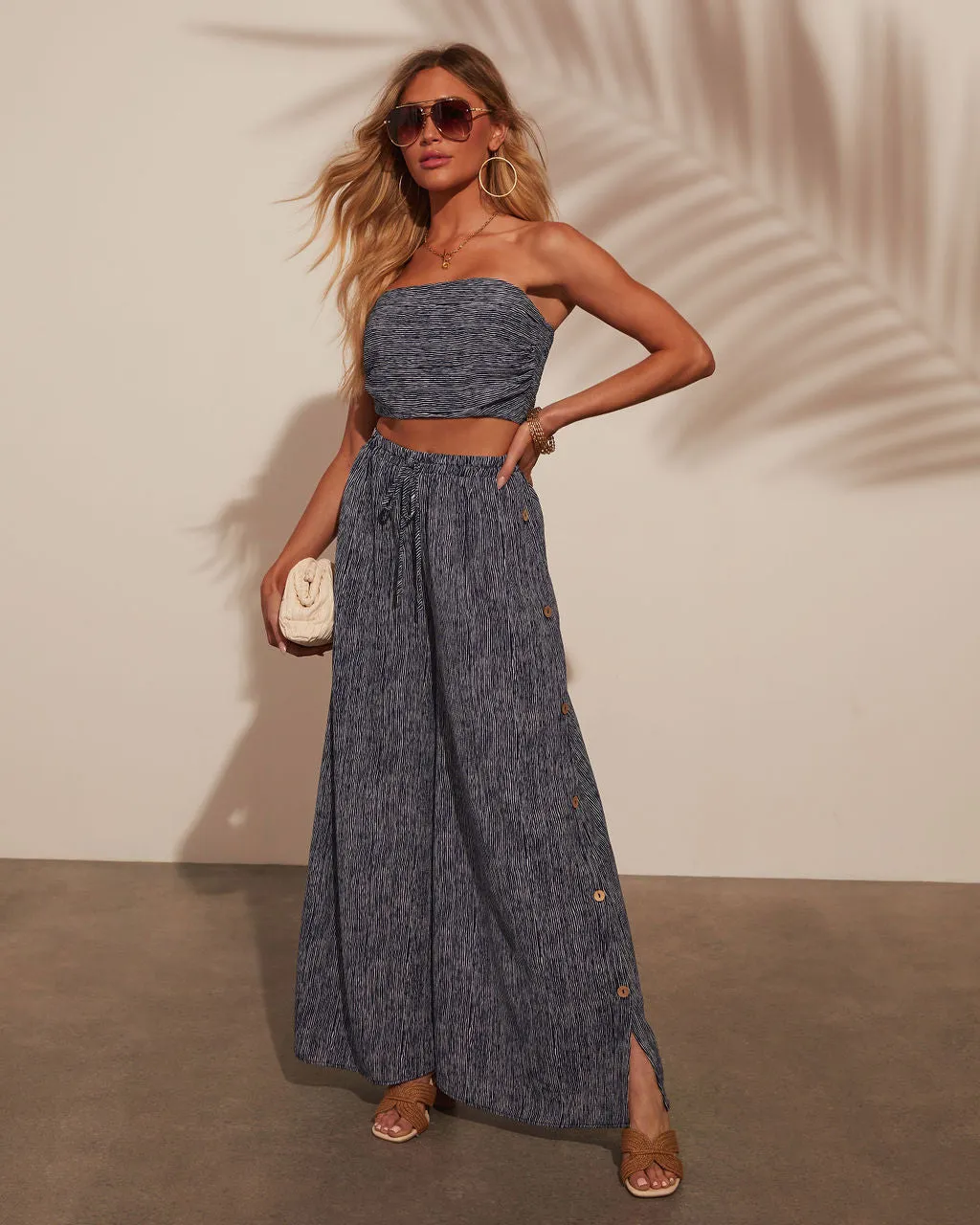 Carlotta Strapless Striped Crop Top