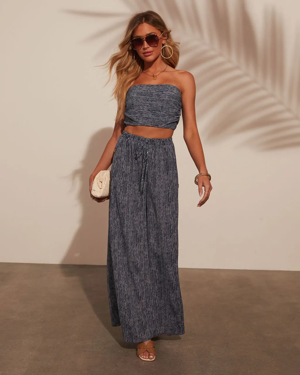Carlotta Strapless Striped Crop Top