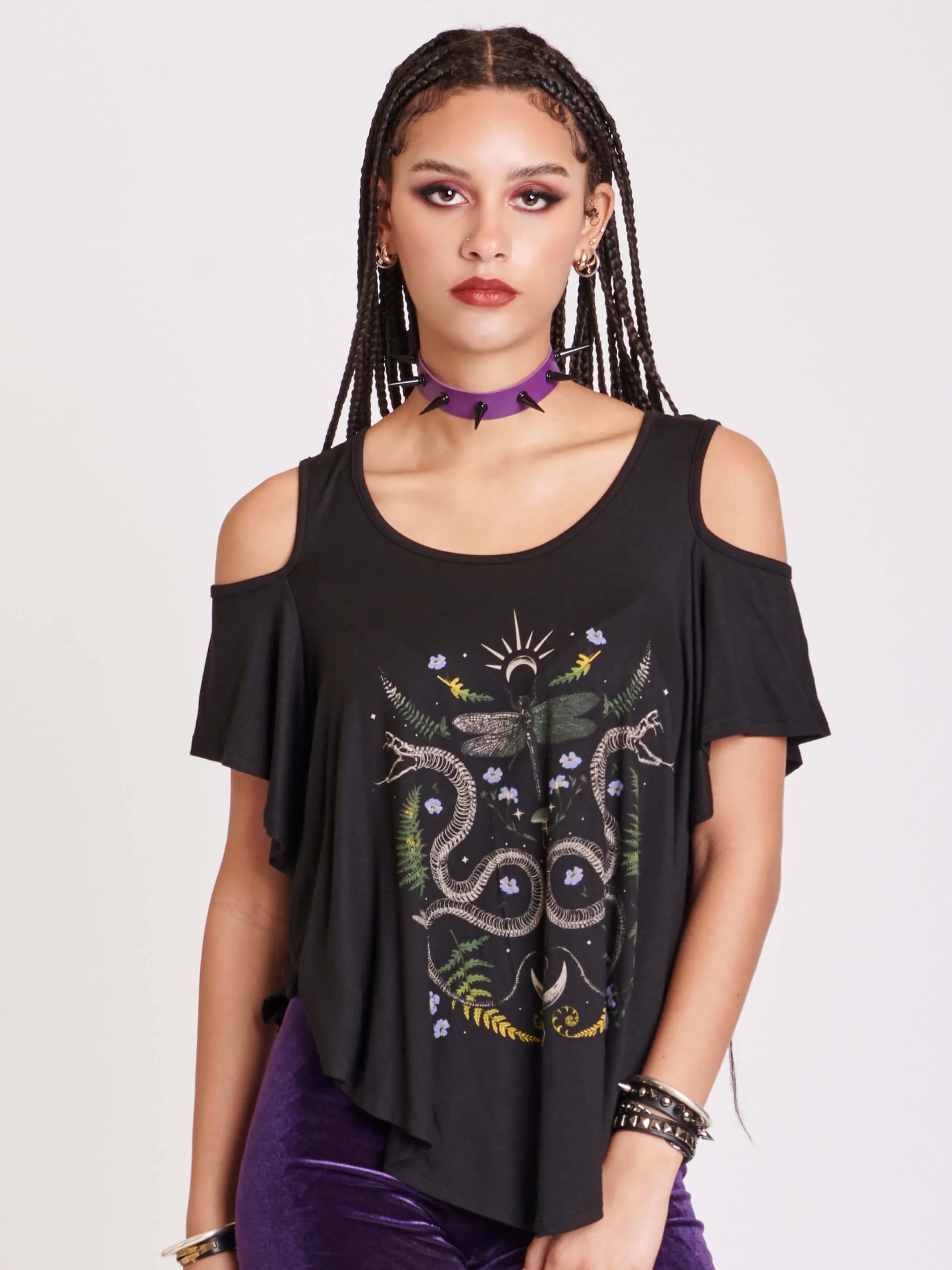 Dragonfly Cold Shoulder Top