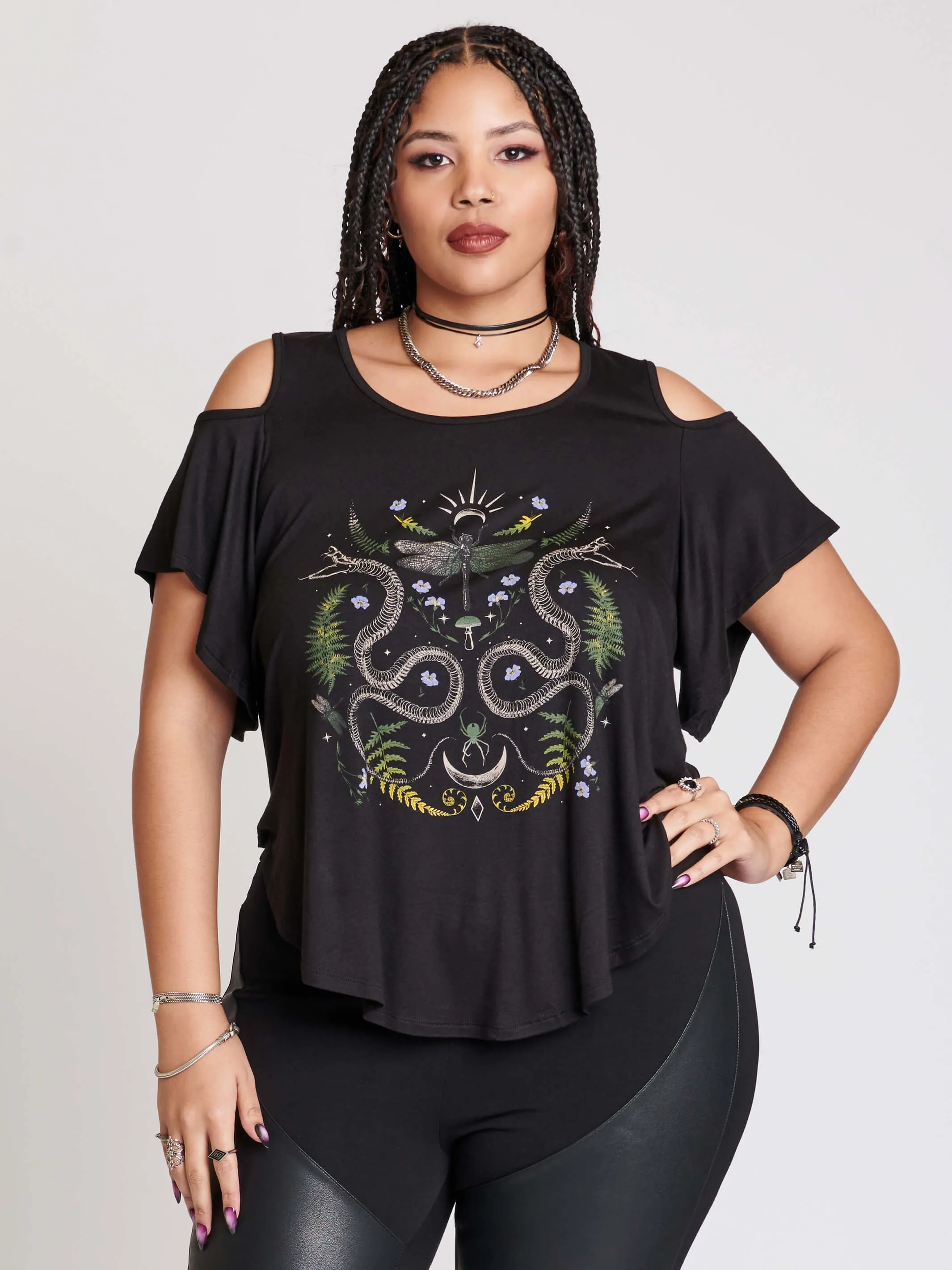 Dragonfly Cold Shoulder Top