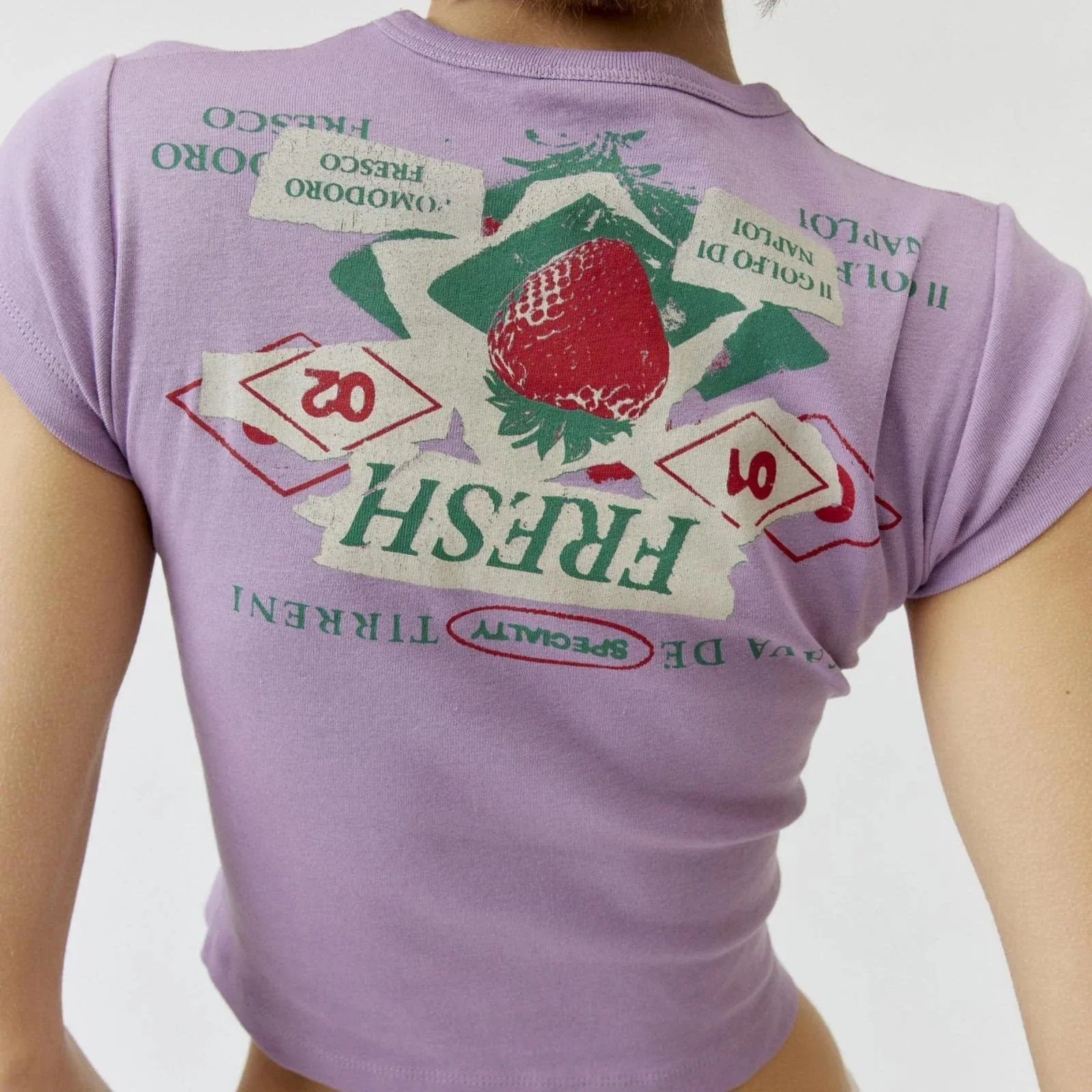 Fashion Letter Strawberry Print O Neck Short Sleeve Slim Fit Fairy Grunge Summer T-shirt
