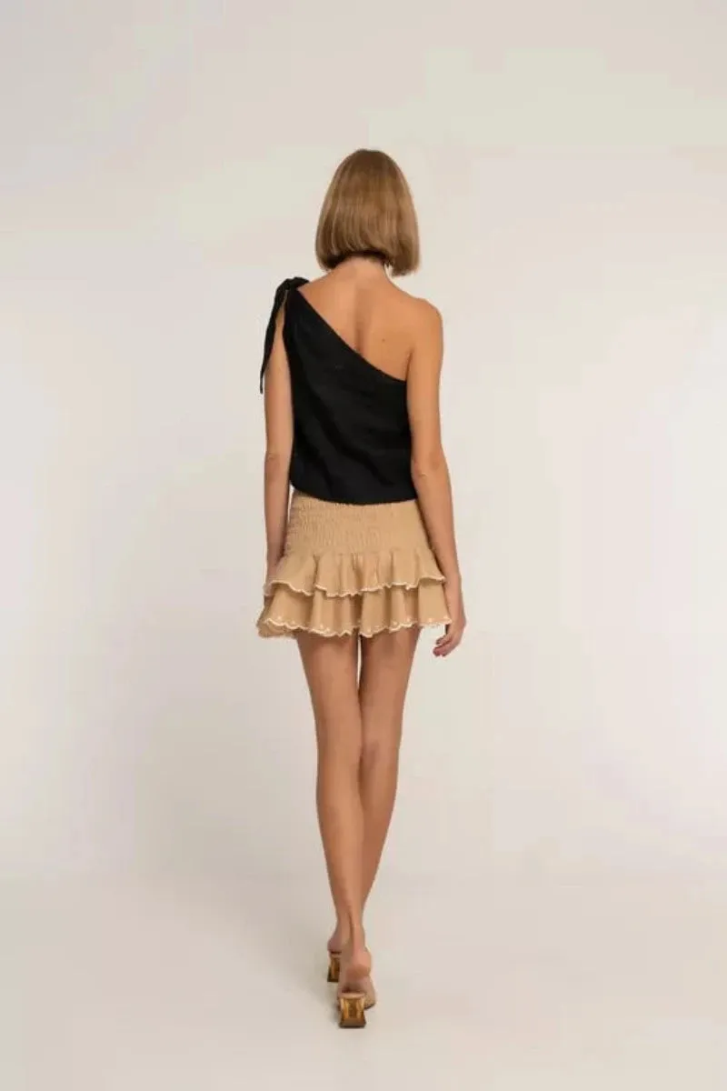 GOLDIE ONE SHOULDER TOP / NOIR