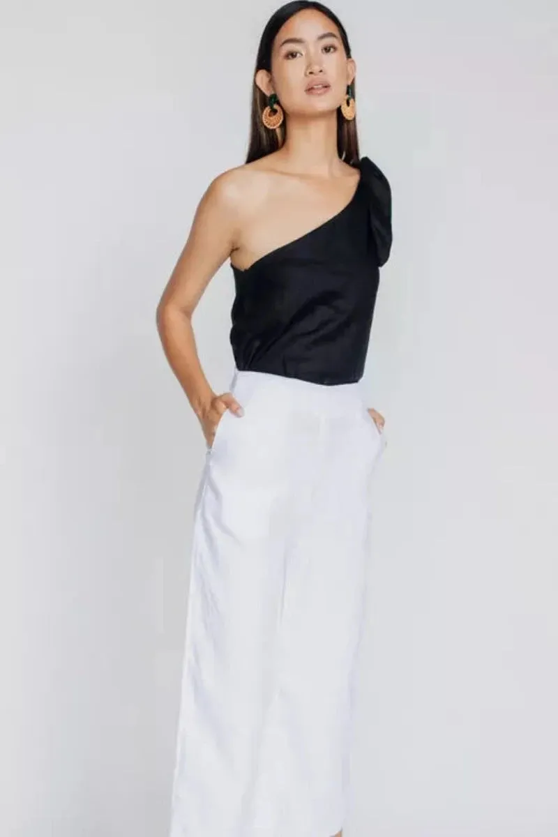 GOLDIE ONE SHOULDER TOP / NOIR