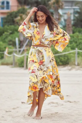 High Low Wrap Skirt in Golden Hour Floral Print