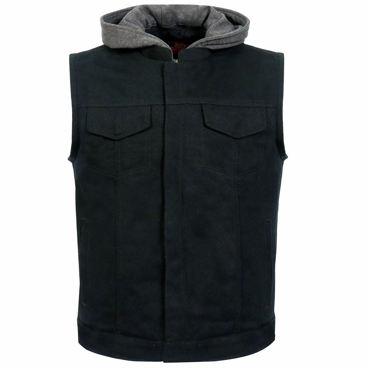 Hot Leathers VSM6201 Men's Black 'Conceal and Carry' Hooded Denim Club