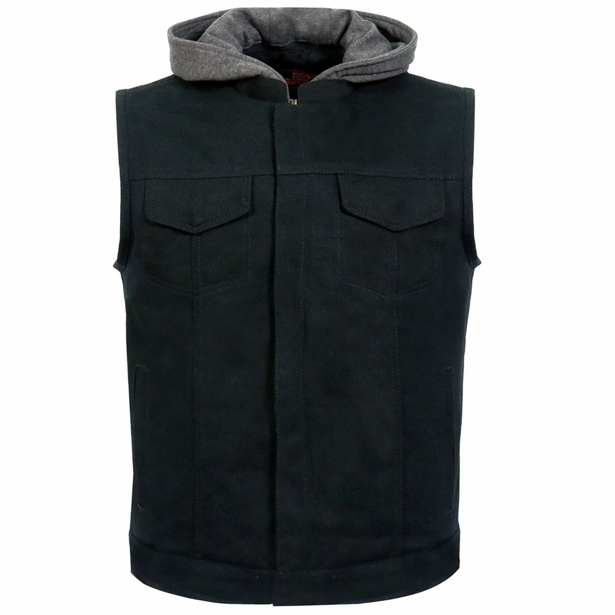 Hot Leathers VSM6201 Men's Black 'Conceal and Carry' Hooded Denim Club
