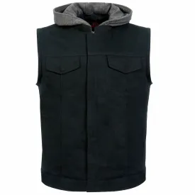 Hot Leathers VSM6201 Men's Black 'Conceal and Carry' Hooded Denim Club