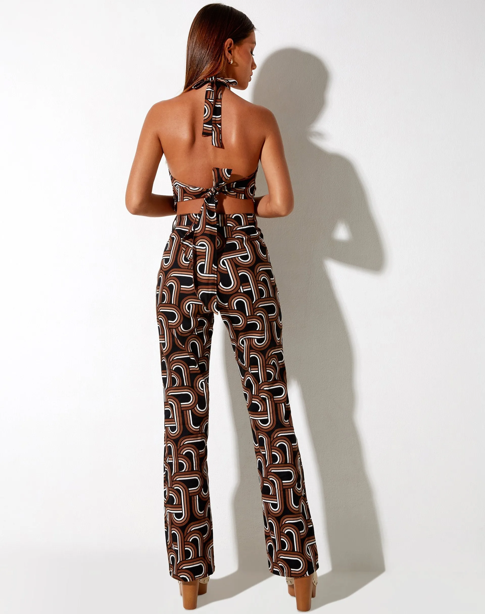 Jida Crop Top in Tonal Interlink Black