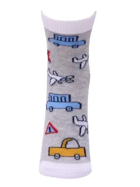 Kids Ankle Length Socks:Fly High:Grey