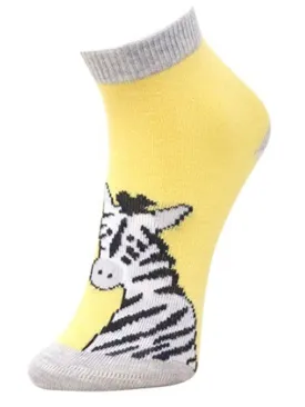 Kids Ankle Length Socks:Zebra:Yellow
