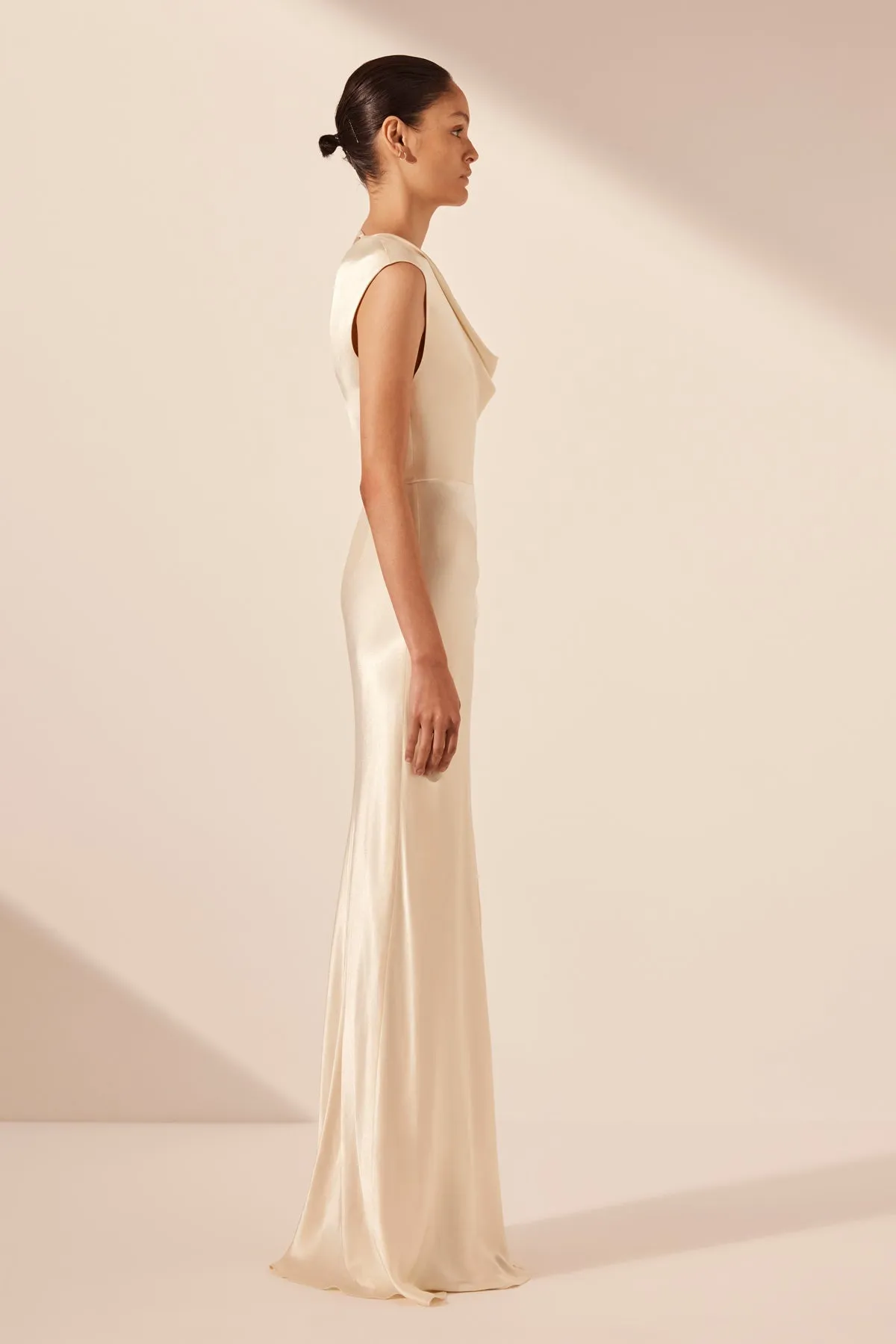 LA LUNE DRAPED MAXI DRESS - CREAM