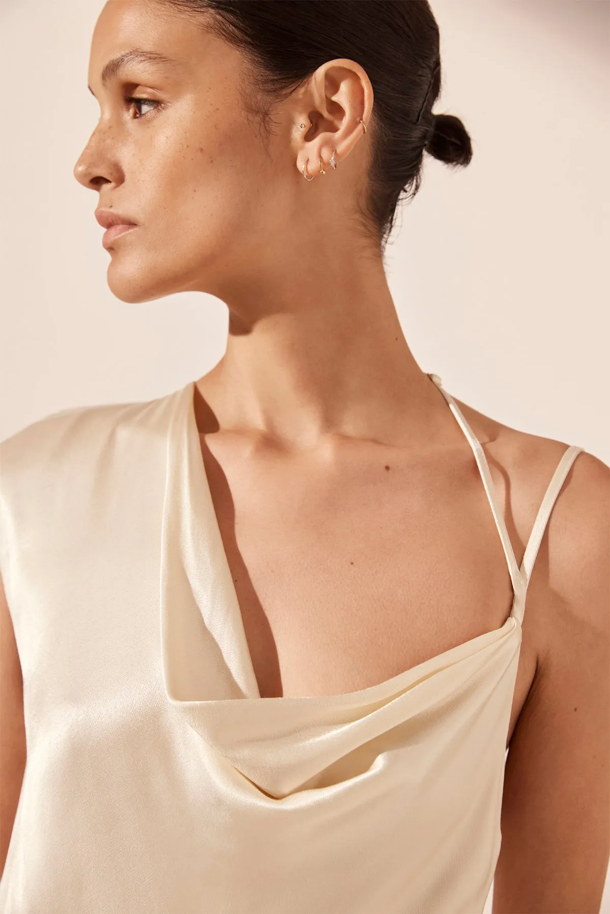 LA LUNE DRAPED MAXI DRESS - CREAM