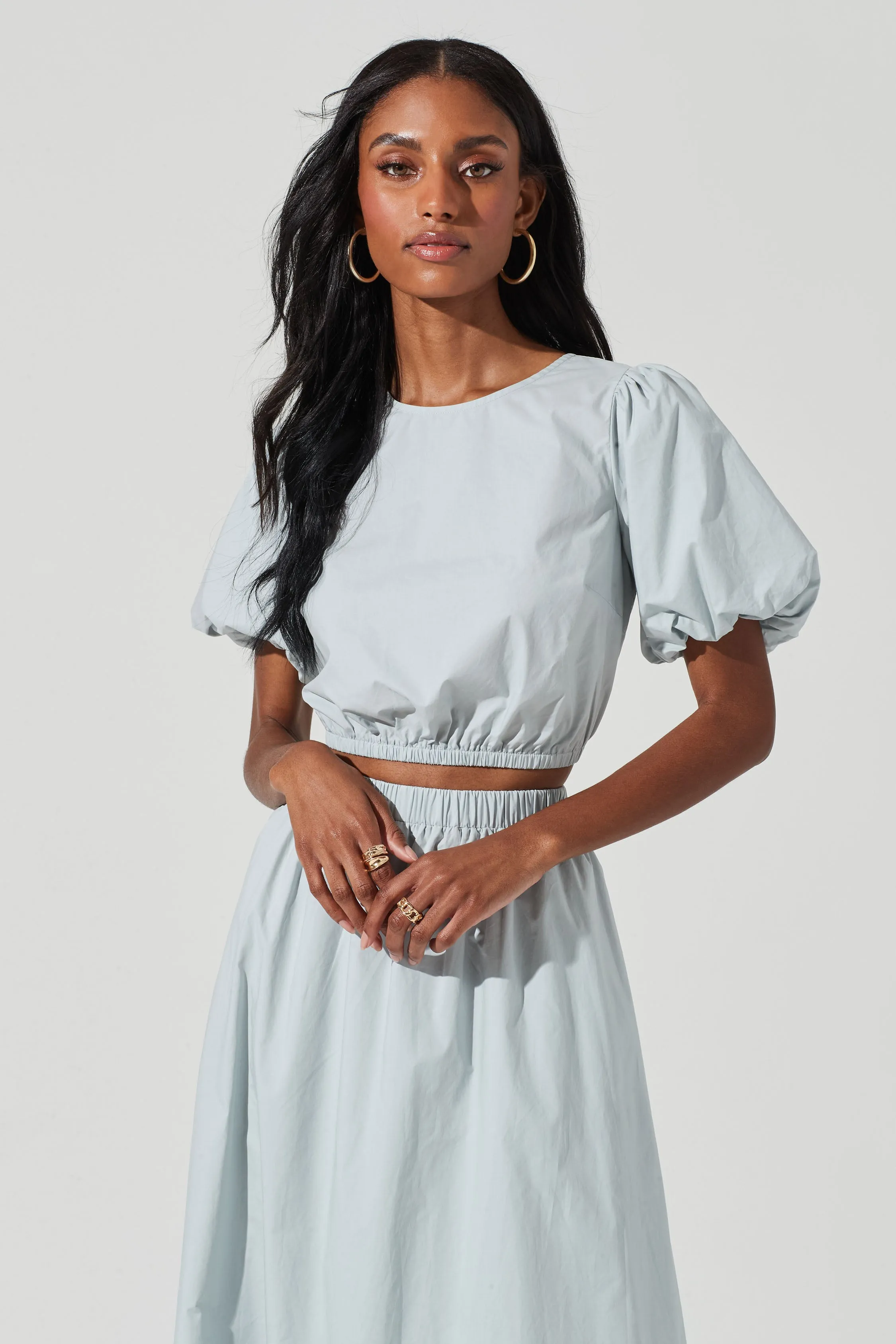 Lace Up Poplin Top