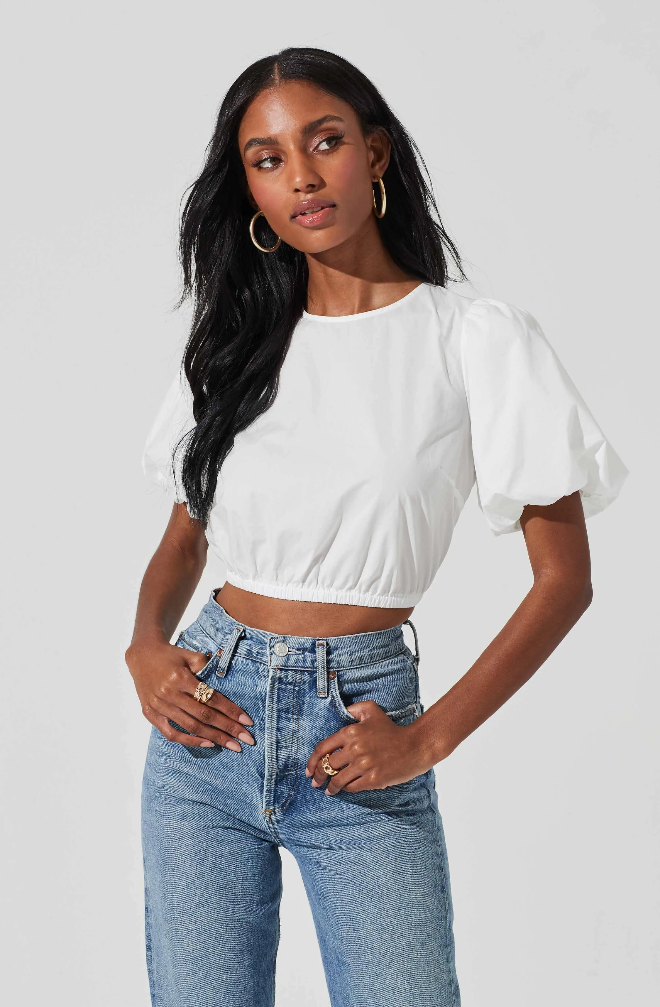 Lace Up Poplin Top