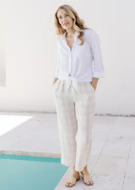 Linen Gingham Cropped Pant Calico/White