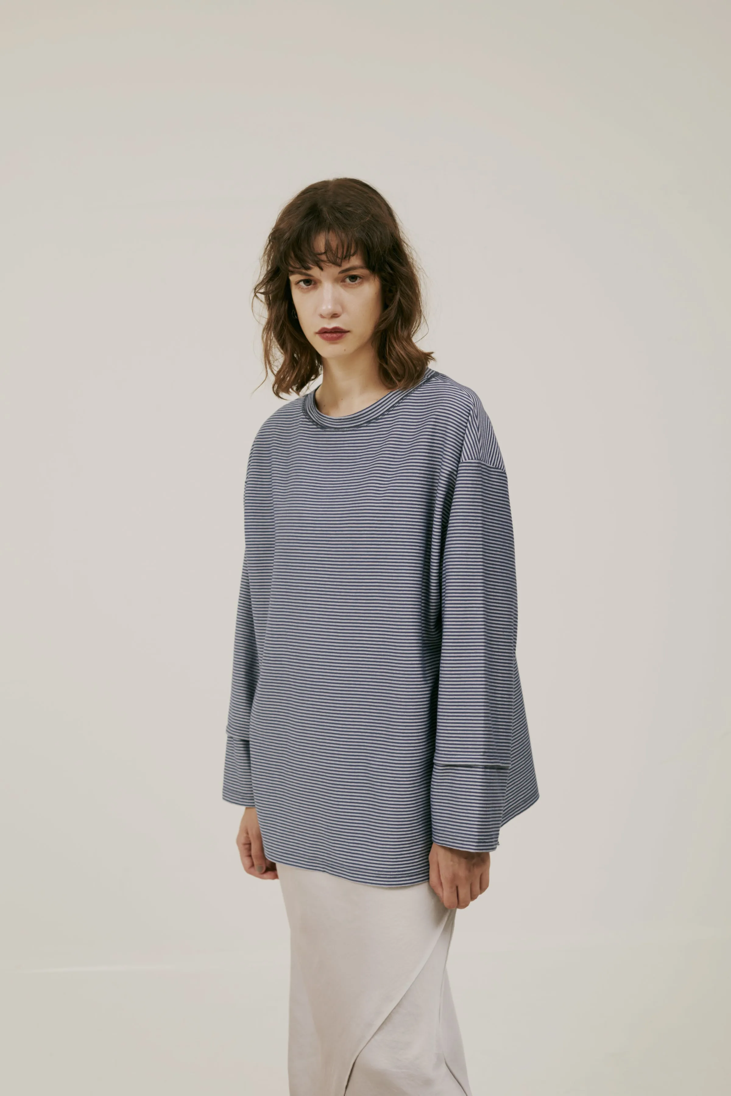 <Re stock>  drop shoulder border tops