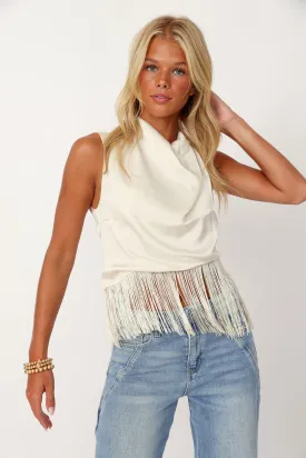 Malone Fringe Hem Cowl Neck Top