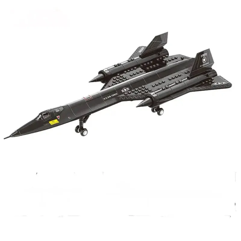 Military Series SR-71 Reconnaissance Aircraft Jet Blackbird Air Force Building Block Set (183 Pieces) -Building and Military Toys