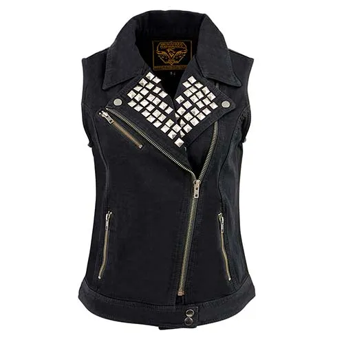 Milwaukee Leather MDL4030 Women's Black Denim Zipper Front Motorcycle