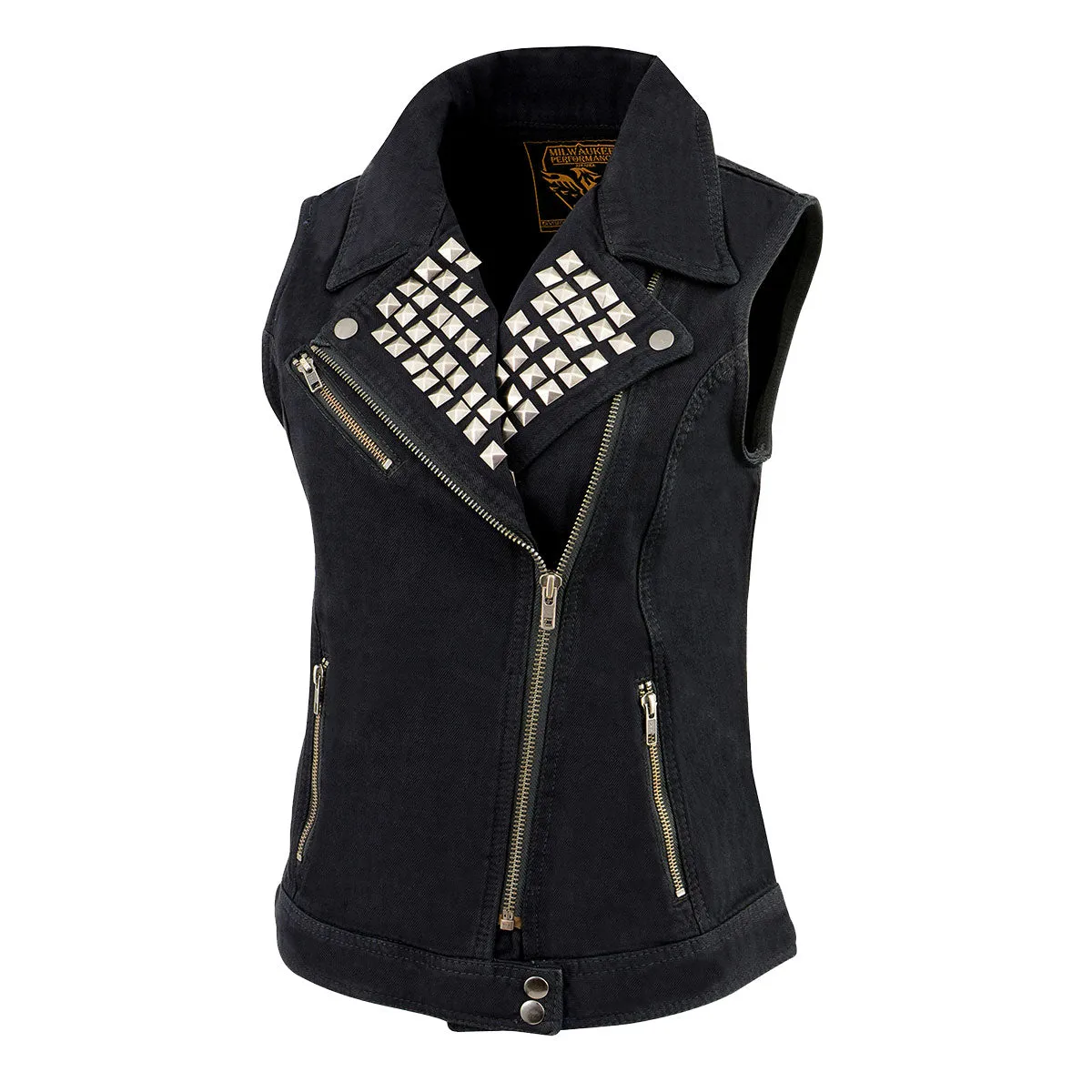 Milwaukee Leather MDL4030 Women's Black Denim Zipper Front Motorcycle