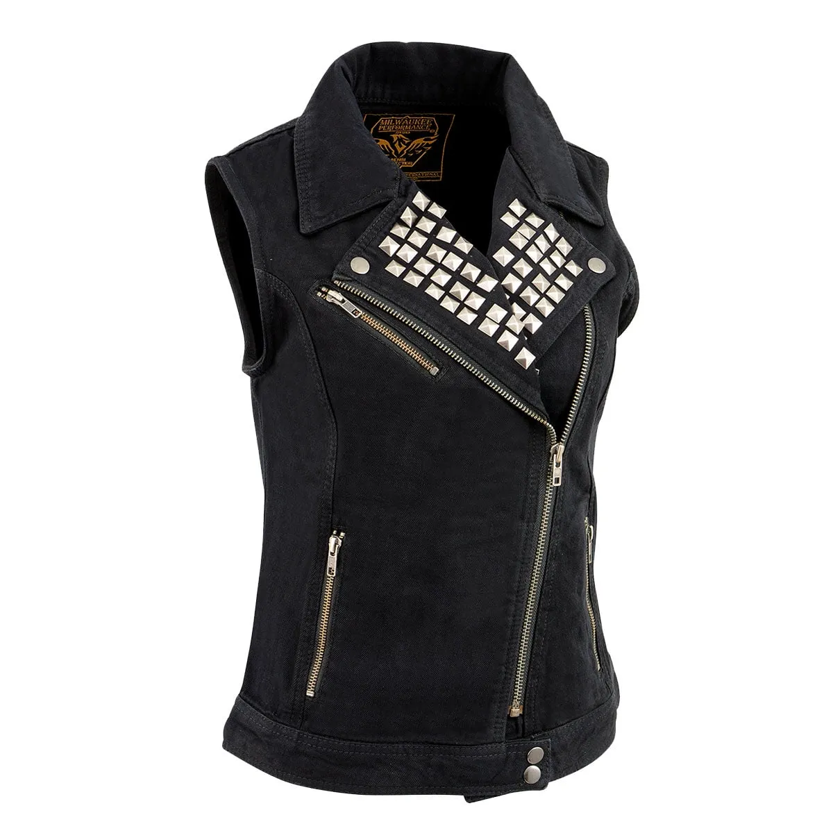 Milwaukee Leather MDL4030 Women's Black Denim Zipper Front Motorcycle