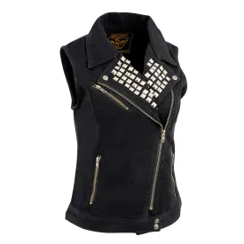 Milwaukee Leather MDL4030 Women's Black Denim Zipper Front Motorcycle