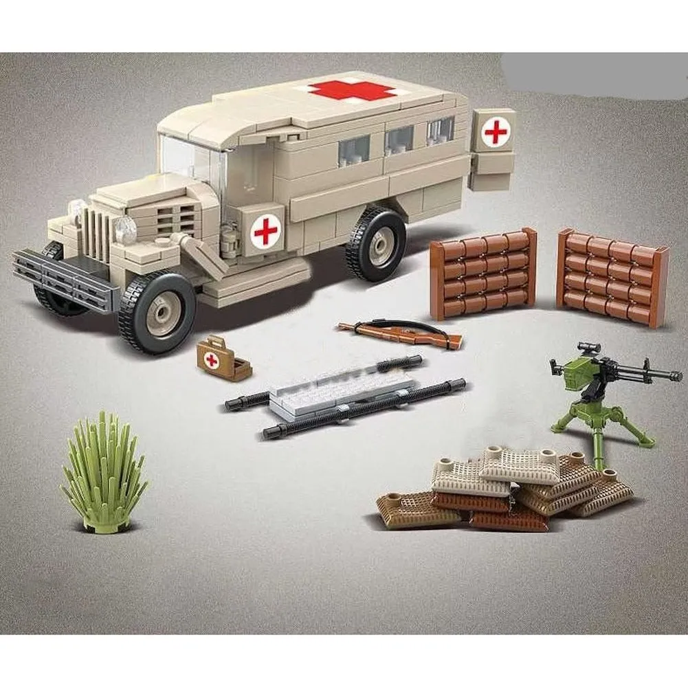 MOC  Compatible  Soldier WW2 Heavy Armored Vehicle Type 92 Track Battle Tank Army Weapon Building Blocks Kit Bricks Classic Model Toys Boy
