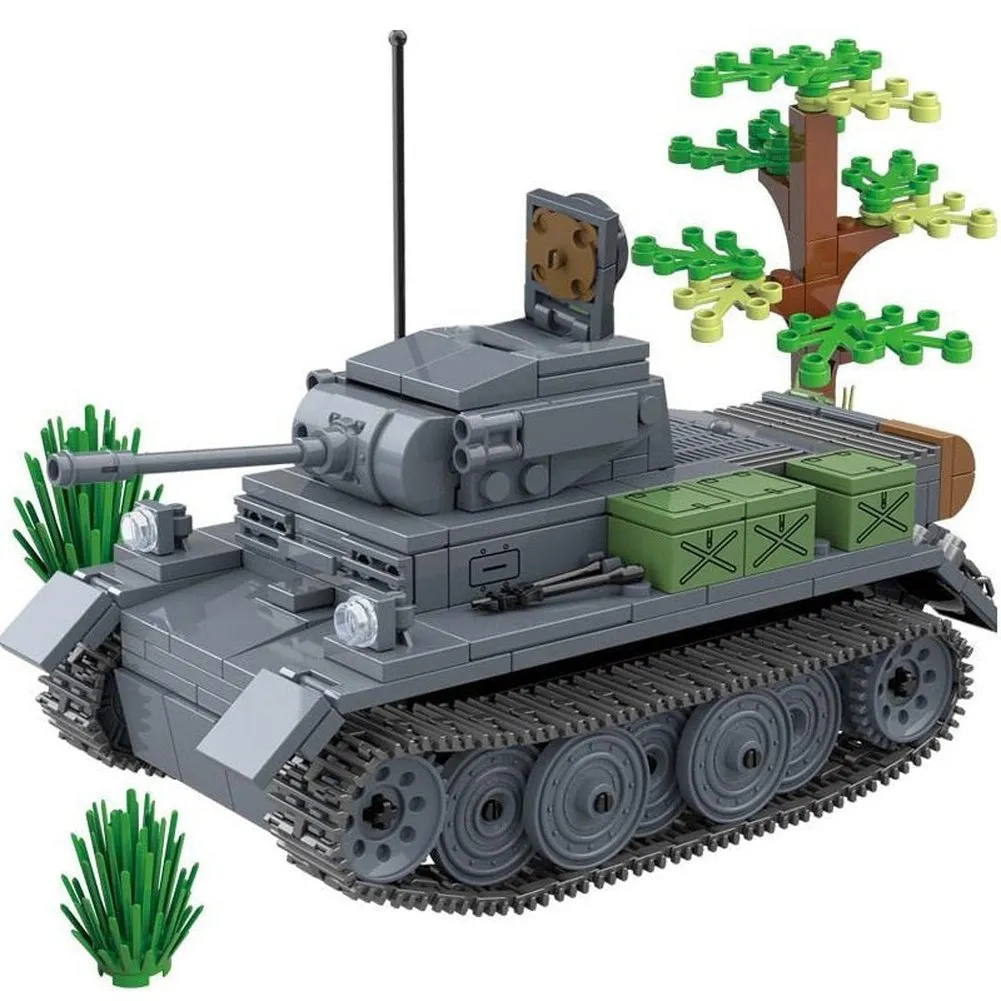 MOC  Compatible  Soldier WW2 Heavy Armored Vehicle Type 92 Track Battle Tank Army Weapon Building Blocks Kit Bricks Classic Model Toys Boy