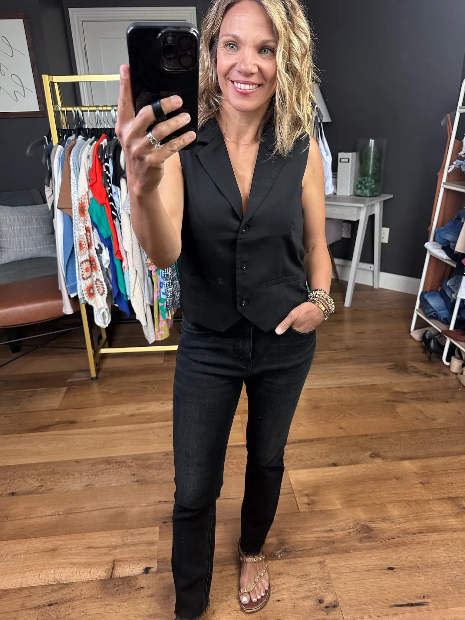 Moment of Truth Button Detail Vest - Black