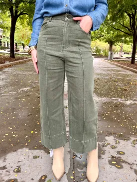 Oak Olive Wide Leg Jeans
