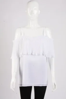 Off Shoulder Pleated Ruffle Strappy String Vest Cami Top