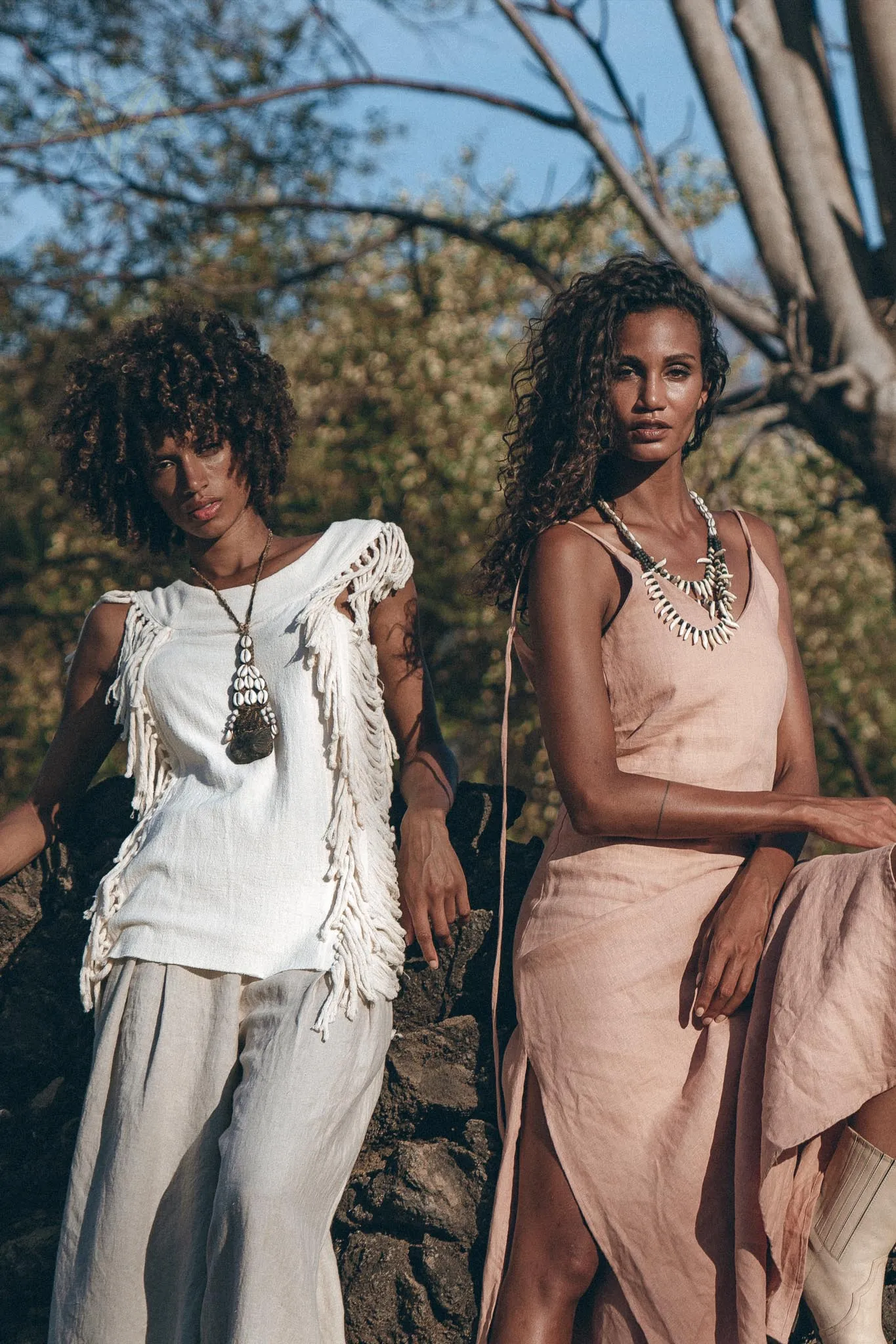Off-White Bohemian Top with Tassels Sides
