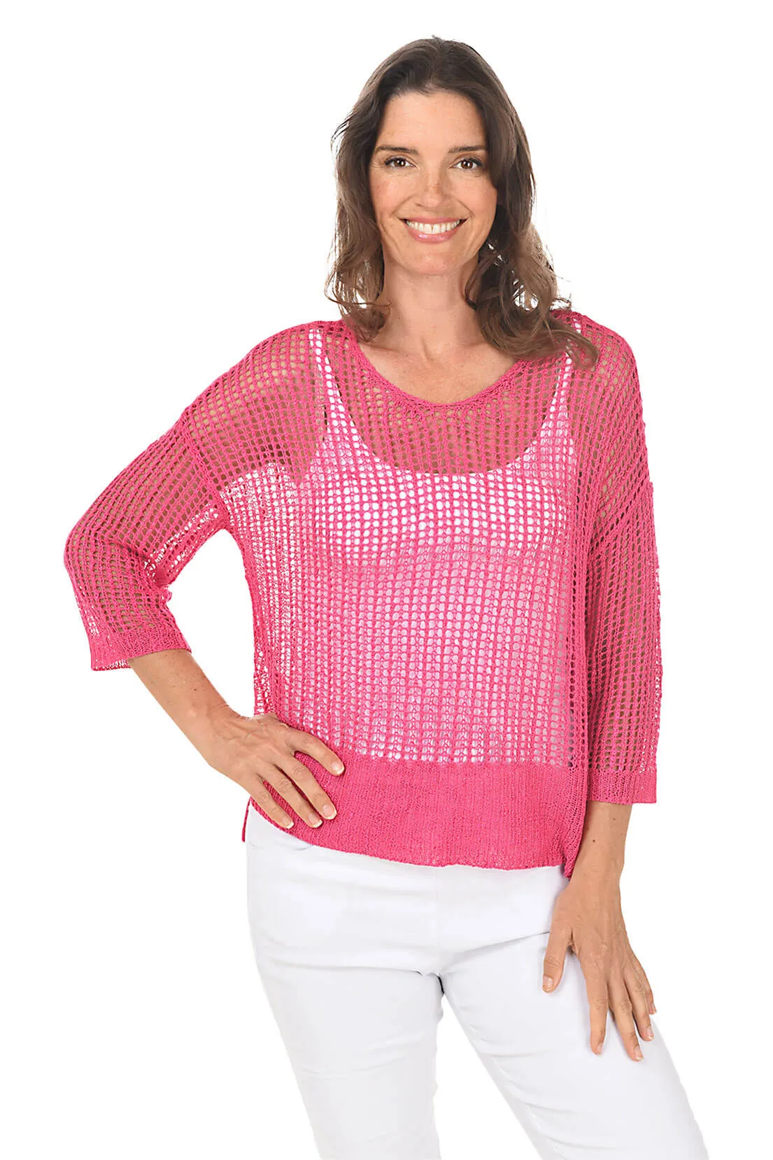 Open Crochet High-Low Sweater