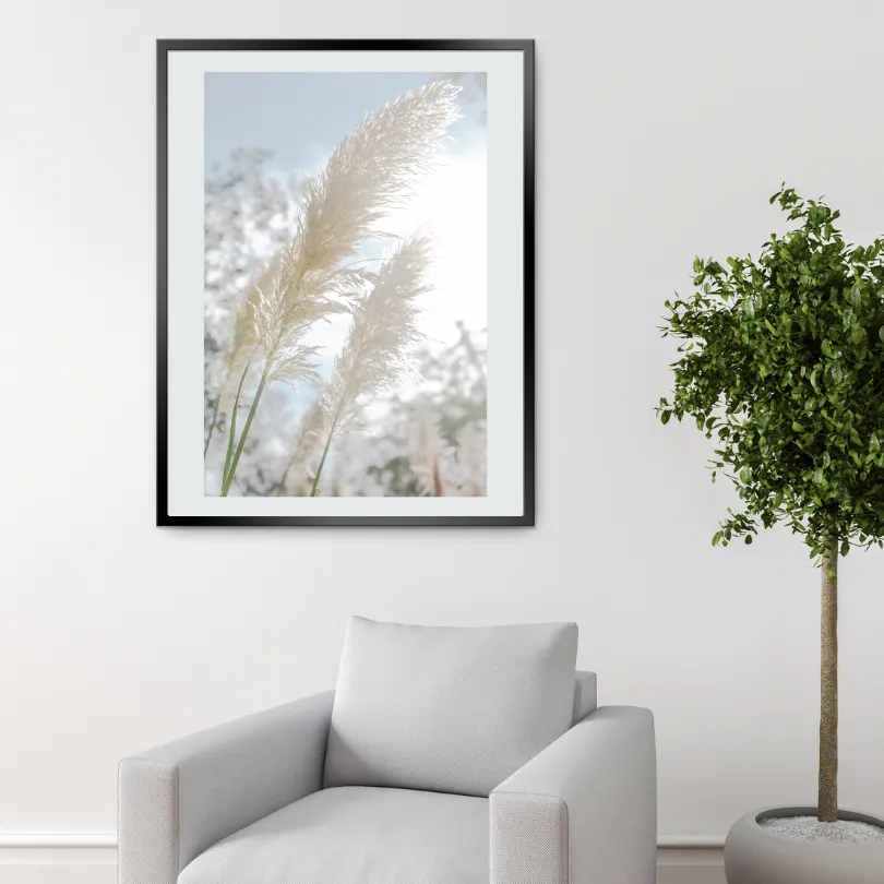 Pampas Grass Pastel Wall Art INSTANT DOWNLOAD Art Print, Boho Wall Decor, Serene Wall Art, Light Blue Decor, Botanical Wall Art, White Pampas Grass Decor