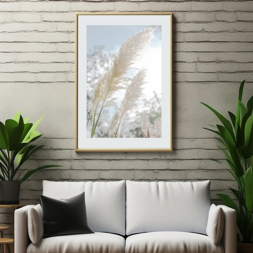 Pampas Grass Pastel Wall Art INSTANT DOWNLOAD Art Print, Boho Wall Decor, Serene Wall Art, Light Blue Decor, Botanical Wall Art, White Pampas Grass Decor
