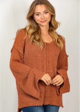 Popcorn bell sleeve top
