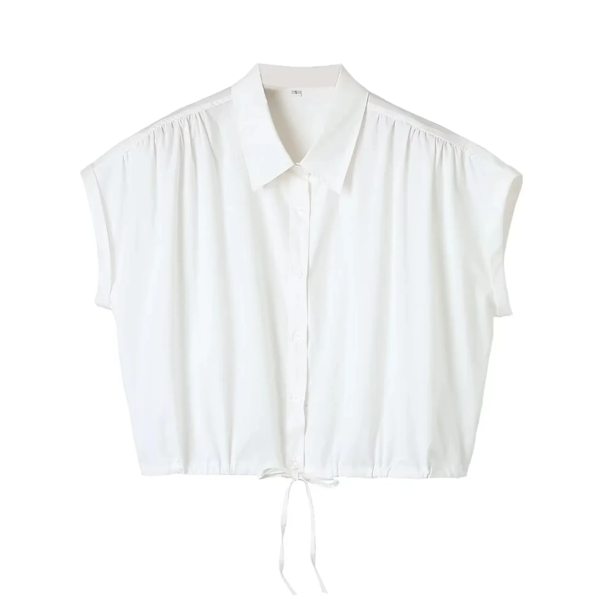 Pre Order:  Lace-Up Cotton Cropped Top