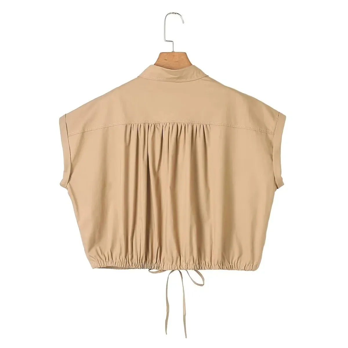 Pre Order:  Lace-Up Cotton Cropped Top