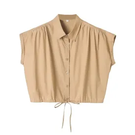 Pre Order:  Lace-Up Cotton Cropped Top