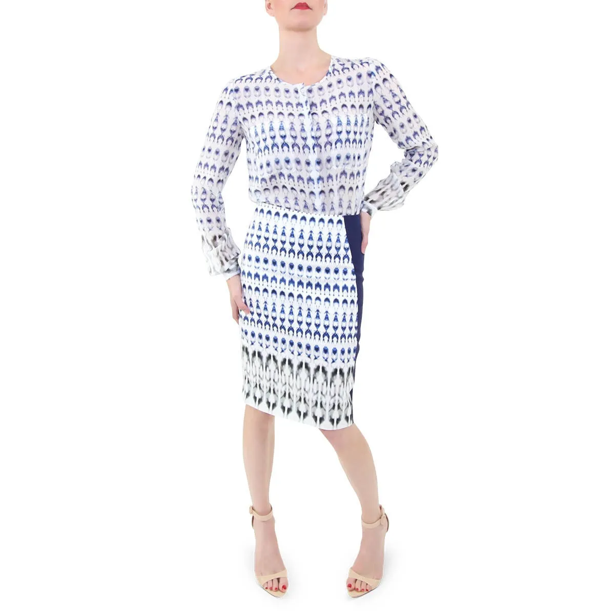 Print Inset Pencil Skirt