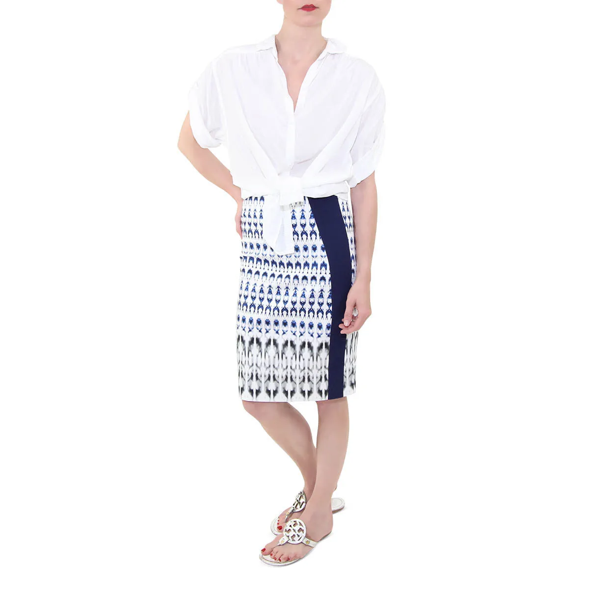 Print Inset Pencil Skirt