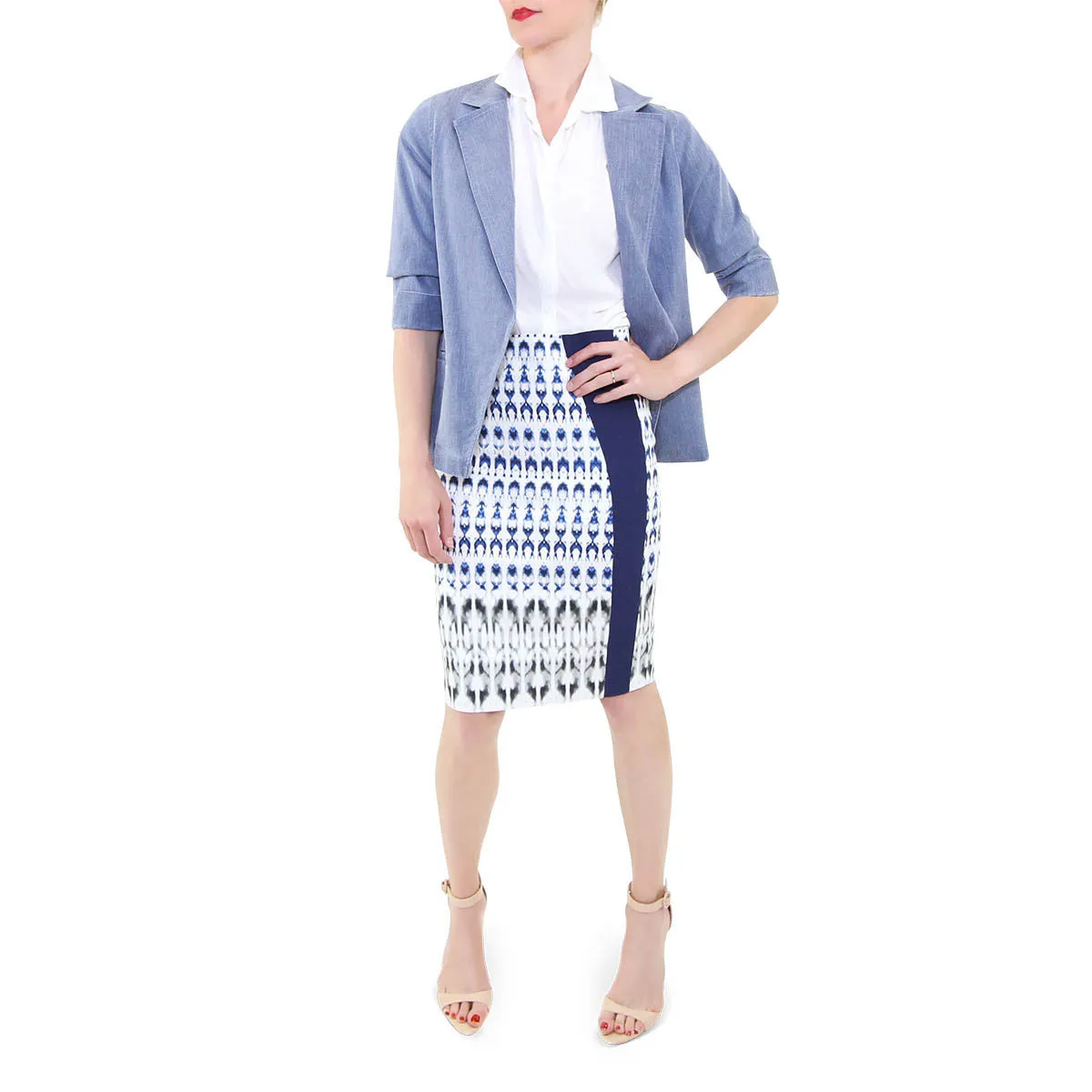 Print Inset Pencil Skirt