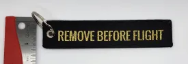 RBF Remove Before Flight Black w/Gold Lettering & Plane Keychain