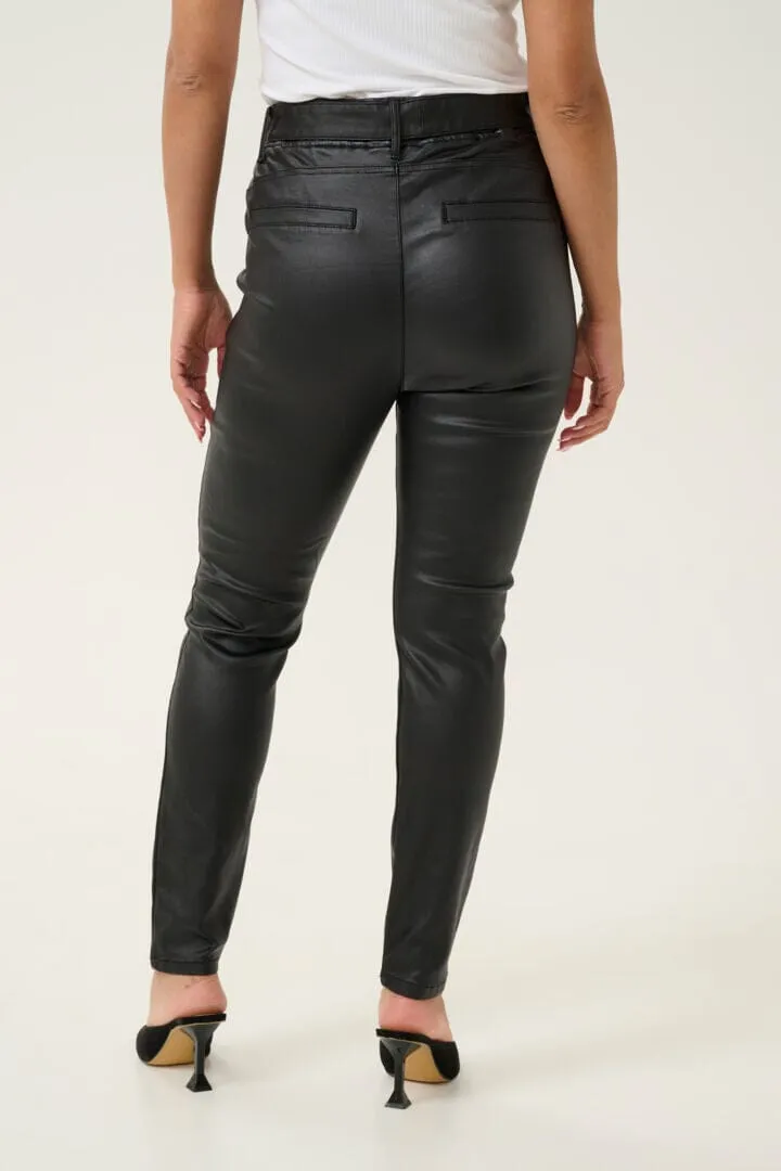 REMOVABLE BELT BLACK WAXED ANKLE PANT